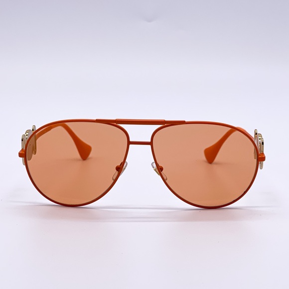 NEW VERSACE VE2249 1485/74 AVIATOR SUNGLASSES VERSACE MOD 2249 ORANGE AVIATOR - Picture 3 of 15